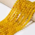 Natural yellow agate stone round beads loose DIY crystal bracelet necklace spacer wholesale - Yellow Agate Round Bead / 8mm