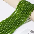 Natural green gemstone round beads semi-finished loose strands for DIY jewelry making. - Green Agate Round Bead / 8mm