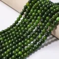 Natural green stone round beads semi-finished loose beads for DIY crystal jewelry making - Dark Green Chalcedony Round Bead / 8mm