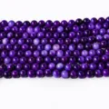 Natural purple agate loose round beads strand for DIY jewelry making and bracelet. - Purple Chalcedony Round Bead / 8mm
