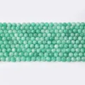 Natural green stone round loose beads semi-finished strand for DIY jewelry making. - Sky Green Chalcedony / 8mm