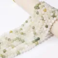 Natural stone bead strands, white and green round loose beads for DIY jewelry making - Tianshan Cui Jade Round Bead / 8.5MM