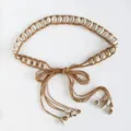 Böhmische Muschel Taillenkette geflochtenes Seilgürtel für Damen Sommer Strand Schmuck - Einreihiges Muschel-Taillenseil / Braun