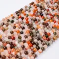 Natürliche mehrfarbige Kristall lose Perlen Halbfertige Schnur für DIY Armband Schmuckherstellung - Natürlicher bunter Rutilquarz / 6mm (ca. 60 Stück)