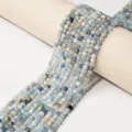 Faceted light blue crystal loose beads, square diamond cut for DIY bracelet necklace - Aquamarine / 4.5mm