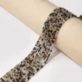 Natural crystal faceted cube loose beads multi strand DIY bracelet necklace jewelry spacer - Multicolor Rutilated Quartz / 4mm