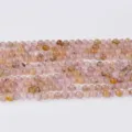Perles rondes en cristal multicolore naturel 4mm semi-fini bracelet collier gemme DIY. - Pierre Rose Jaune / Perle Ronde 4mm