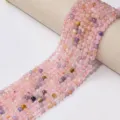 Perles rondes en cristal multicolore naturel pour fabrication de bijoux bracelets colliers. - Morganite Rose / Perle Ronde 4mm