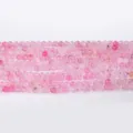 Perles rondes en cristal naturel rose perles d'espacement pour fabrication de bijoux 4mm. - Quartz rose coloré / Perle Ronde 4mm