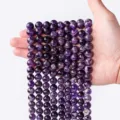 Natürliche Lila Amethyst Kristall Perlen Stränge DIY Armband Schmuck Herstellung Großhandel - Perlendurchmesser ca. 8mm, ca. 40 Stück / Natürlicher Dunkler Amethyst