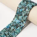 Natural blue faceted square gemstone beads strand for DIY bracelet necklace jewelry making - Apatite / 4mm