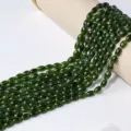 Natürliche grüne ovale Edelsteinperlen halbführende Stränge für DIY Handgemachte Halskette - Rocailles-Perlen / 6mm (40er Pack) / Grüner Jaspis