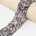 Faceted square gemstone loose beads strands for DIY handmade bracelet necklace jewelry making accessories - Blue Sodalite / 2.5mm