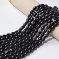 Natürliche schwarze Achat ovale Edelsteinperlen Halbzeuge Stränge für DIY Schmuckherstellung. - Rocailles-Perlen / 8x12mm (30er Pack) / Hämatit