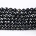 Natuerliche schwarze Obsidian Edelstein Rundperlen fuer DIY Schmuck Zubehoer Grosshandel - Regenbogen-Obsidian / Perlendurchmesser ca. 8mm, ca. 40 Stück