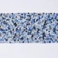 Blue and white faceted loose beads for DIY jewelry making, beautiful craft spacer bead strand. - Faceted Round Bead Blue Agate / 4mm