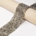 Faceted grey cubic gemstone beads semi-finished strand for DIY jewelry making necklace - Labradorite / 4mm