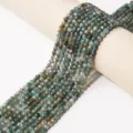 Faceted gemstone loose bead strands for DIY bracelet and necklace jewelry making. - Apatite / 5mm
