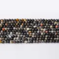 Perles rondes en agate de pierre précieuse naturelle, bracelet DIY multicolore - Calcédoine Mixte Foncé / Perle Ronde 4mm