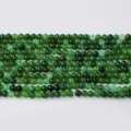 Perles Rondes en Cristal Naturel Vert 4mm pour Fabrication de Bijoux Bracelet DIY - Chrysoprase Vert Teinté / Perle Ronde 4mm