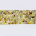 Perles rondes en cristal naturel multicolores perles en vrac DIY pour fabrication de bijoux - Jade de Soie Dorée / Perle Ronde 4mm