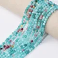 Perles rondes en cristal de pierre naturelle brins semi-finis pour fabrication de bijoux DIY - Calcédoine Bleu Blanc / Perle Ronde 4mm