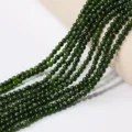 Perles rondes en cristal vert naturel semi-finies bijoux DIY brins de perles en vrac pour bracelets. - Calcédoine Vert Épinard / Perle Ronde 4mm