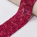 Perles rondes en agate cristal rouge naturel, brins d'espacement DIY de 4mm pour bijoux. - Pierre Rose Rouge Foncé / Perle Ronde 4mm