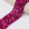 Perles rondes en agate de cristal naturel rose violet 4mm pour bracelet collier DIY. - Pierre Veinée Rouge Foncé / Perle Ronde 4mm