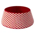 Collier de sapin de Noel vue detaillee, decoration de base motif rouge et blanc. - 72*55*24cm / Fil d'Argent Rouge Losange