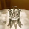 Transparant glas kroon ornament klein bureau decoratief kristal schaalhouder 7.5x5cm - Kroonvormige Transparante Glazen Schaal / Kleine Transparante Kristallen Kroon (7.5cm) Houdt 100g