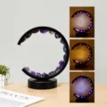 Luz Nocturna De Luna Creciente De Ametista Cristal Natural USB LED Lámpara De Decoración - Luna Creciente - Amatista Piedra Bruta / Embalaje Estándar