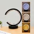 Luz nocturna de cristal USB alimentada lámpara de luna con 3 colores decoración - Luna Creciente - Cuarzo Rosa