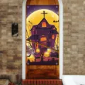 Halloween bannière de porte décoration fête en plein air château effrayant citrouille drapeau - Style 4