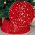 Roter Pailletten Weihnachtsbaum Rock Basis Feiertag Heimdekoration festlicher Kragen - Paillette Konisch / Rote Paillette