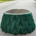 Col de sapin de Noël en peluche verte avec des arbres à sequins dorés décoration - 40*60*20cm / Petit sapin à écusson brodé (vert foncé)