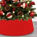 Roter plissierter Plüsch Weihnachtsbaum Rock Weihnachtsbaumkragen Feiertag Heimdekor - Vertikaler Rippstrick-Stil / Rot