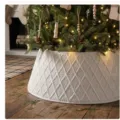 Jupe de collier d'arbre de Noël en tricot blanc décoration de maison de vacances rustique. - Argyle Tricoté / 40*60*20