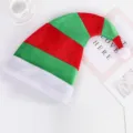 Erwachsene rot-grüne gestreifte Elfenmütze, lustiges Weihnachtskostüm-Zubehör mit Plüsch. - Elfenhut