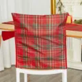 Christmas red plaid chair cover, holiday dining room seat protector, festive home decor. - 45*55cm / Style 01