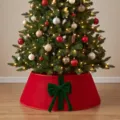 Roter Samt Weihnachtsbaumrock mit Schleife, festliche Weihnachtsdeko fuer Zuhause top. - Grüne Schleife Stil / Rot