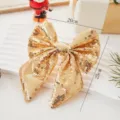Nœud de Noël à paillettes dorées Ornement suspendu d'arbre Décoration de fête festive Noël - Petite taille 18x23 cm / Style pailleté doré