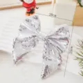 Beau nœud papillon à paillettes argentées déco sapin de Noël bricolage fête 20x25cm - Petite taille 18x23 cm / Style Pailleté Argent