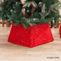 Jupe de base pour sapin de noël à paillettes rouges, largeur 56cm, décoration de fête. - Quadrilatère/Carré Rétro / Rouge