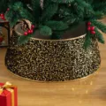 Jupe de sapin de Noel en sequins noirs et dores decoration de fete de vacances tapis de base - 40*60*20cm / Paillettes Noir Or Petite Taille