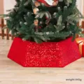 Col de Sapin de Noel a Sequins Rouges 80cm Jupe de Base pour Decoration de Fete - Hexagone / Rouge