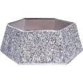 Jupe de sapin de Noël à sequins argentés support hexagonal pour décoration de fêtes - 60*80*25cm / Paillettes Blanc Hexagonal