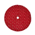 Red plush Christmas tree skirt featuring gold glitter snowflakes for holiday party decor. - 90cm / Red Plush with Gold Snowflakes