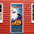 Bannière porte Halloween décoration extérieure pendue citrouille chapeau sorcière arrière-plan - Style 2
