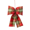 Weihnachten karierte Schleife Ornament rot gruen Stoff Deko fuer Weihnachtsbaum 1Stk - Klein 10x16cm / Karomuster Stil 02